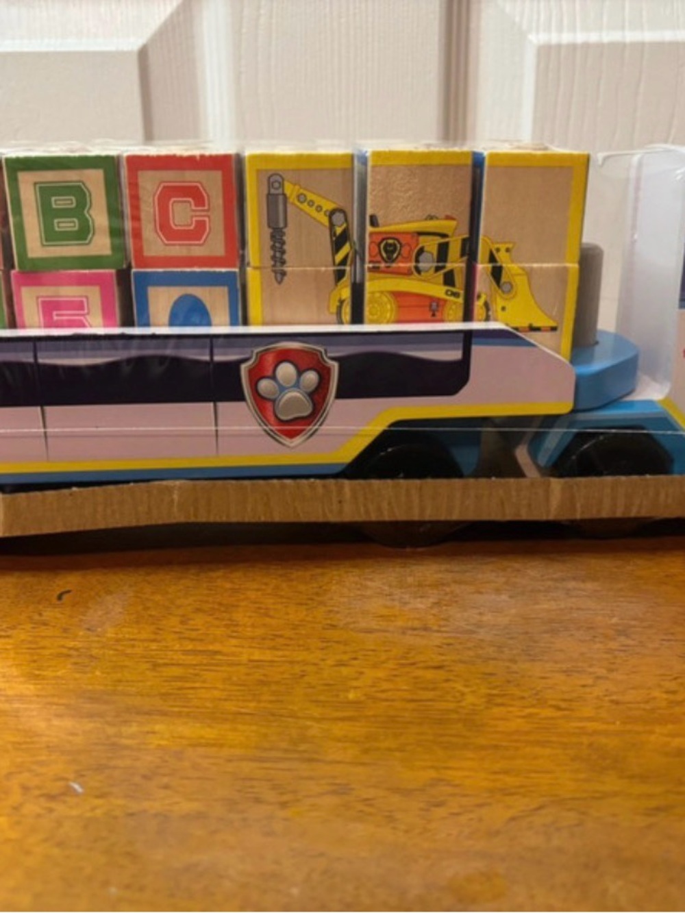Paw Patrol Wooden Block Transport Truck - Pink, Blue, Yellow, Green, Red